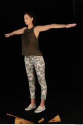 Woman T poses Casual Shoes Shirt Pants Slim Studio photo references